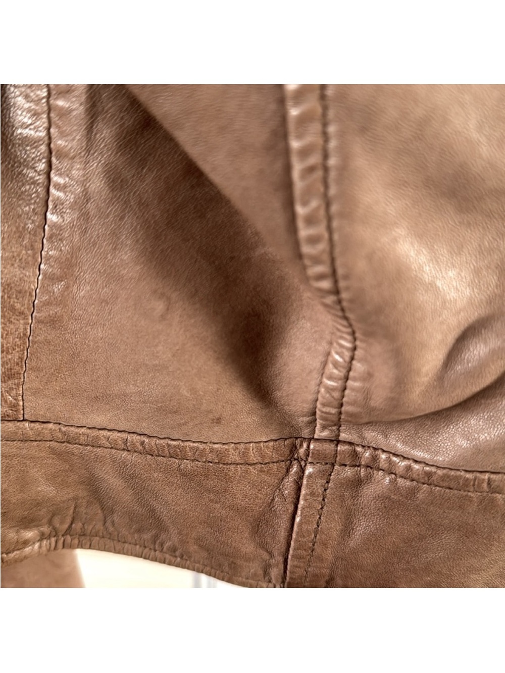 Women’s Lamarque Tan Leather Moto Jacket - Picture 13 of 14